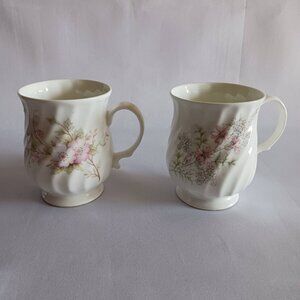 Lot of 2 Hikari Potteries Bone China Pink Floral Coffe/Tea Mugs – Made in India